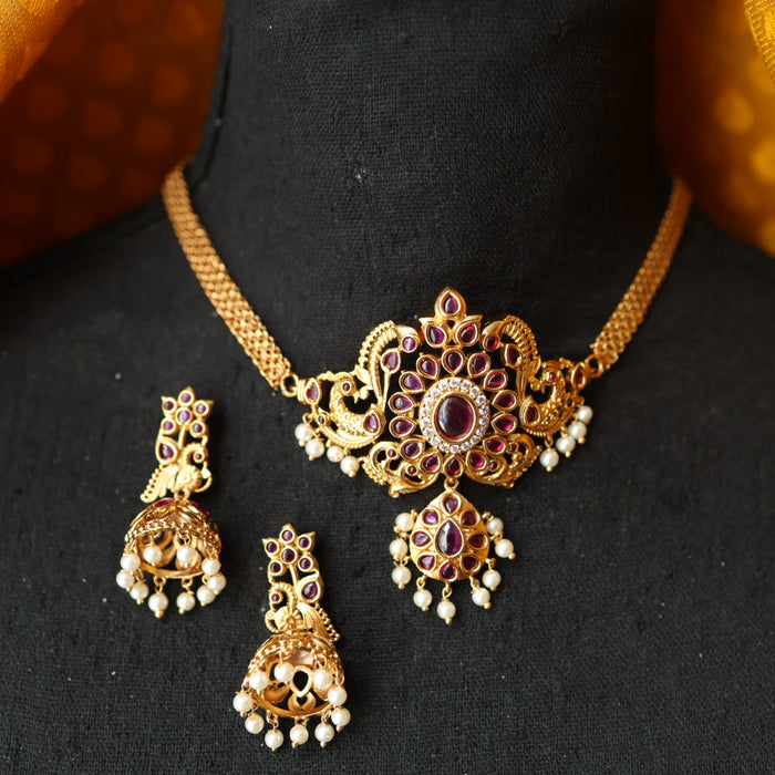 Antique choker necklace and earrings CCB15688