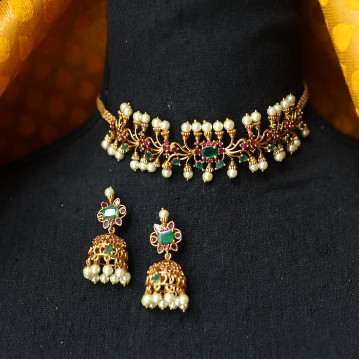 Antique choker necklace with earrings CCB13270