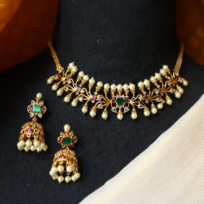 Antique choker necklace with earrings CCB13278