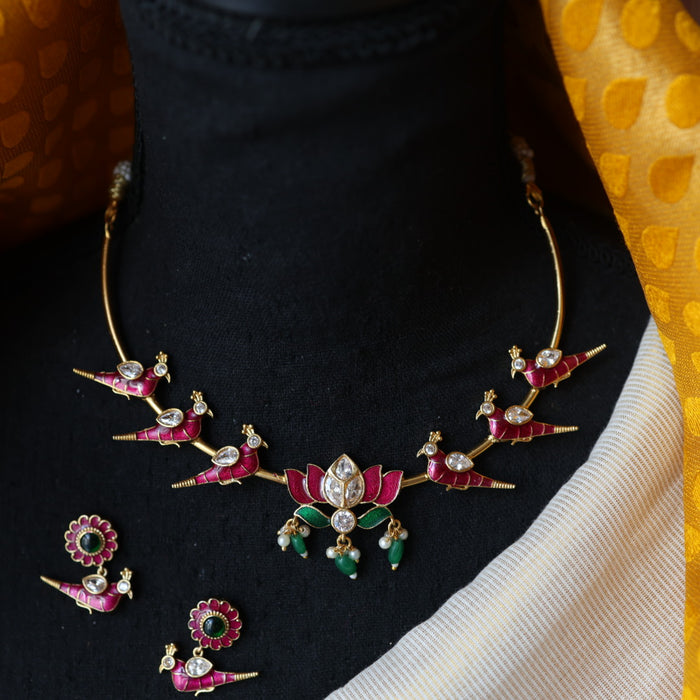 Antique short necklace and earrings SS11687