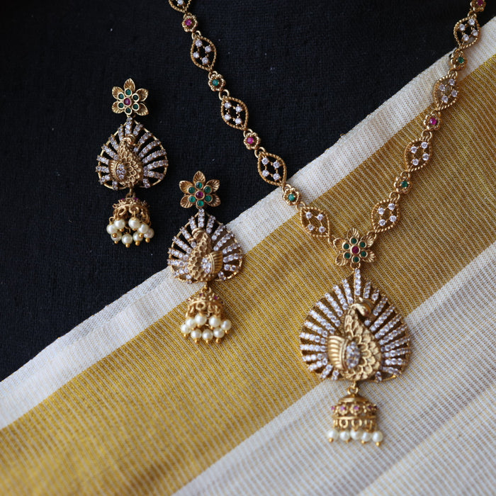 Antique ruby stone short necklace and earrings SS10872