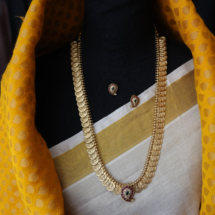 Antique gold coin long necklace and earrings LL030799