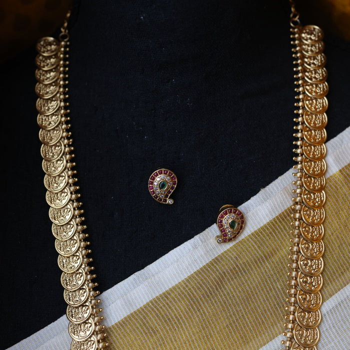 Antique gold coin long necklace and earrings LL030799