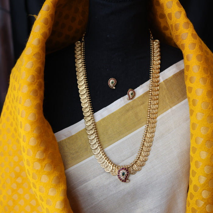 Antique gold coin long necklace and earrings LL030799