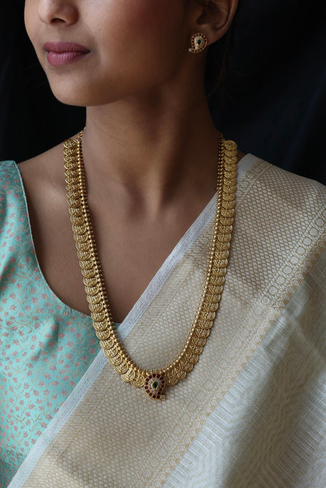 Antique gold coin long necklace and earrings LL030799