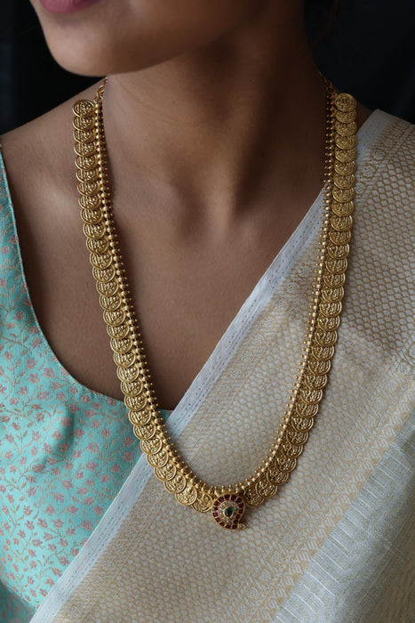 Antique gold coin long necklace and earrings LL030799