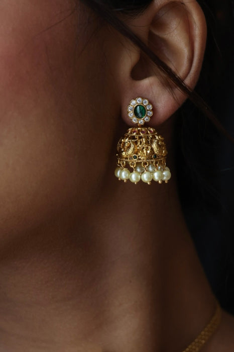 Antique ruby stone choker necklace and earrings CCB16922