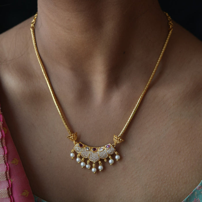 Heritage gold plated short necklace with earrings H0876