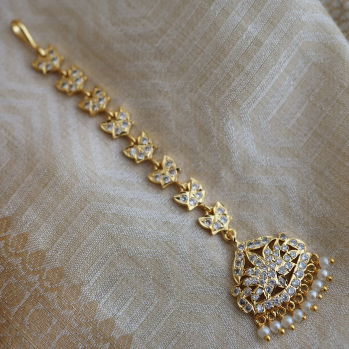 Heritage gold plated white stone tikka TH258