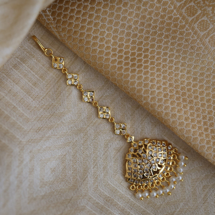 Heritage gold plated white stone tikka TH240