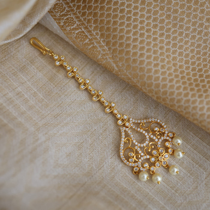 Heritage gold plated white stone tikka TH6567