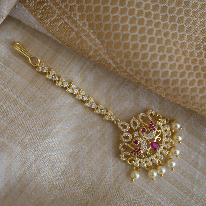 Heritage gold plated ruby white tikka TH4906