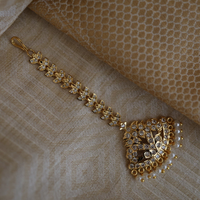 Heritage gold plated white stone tikka TH898