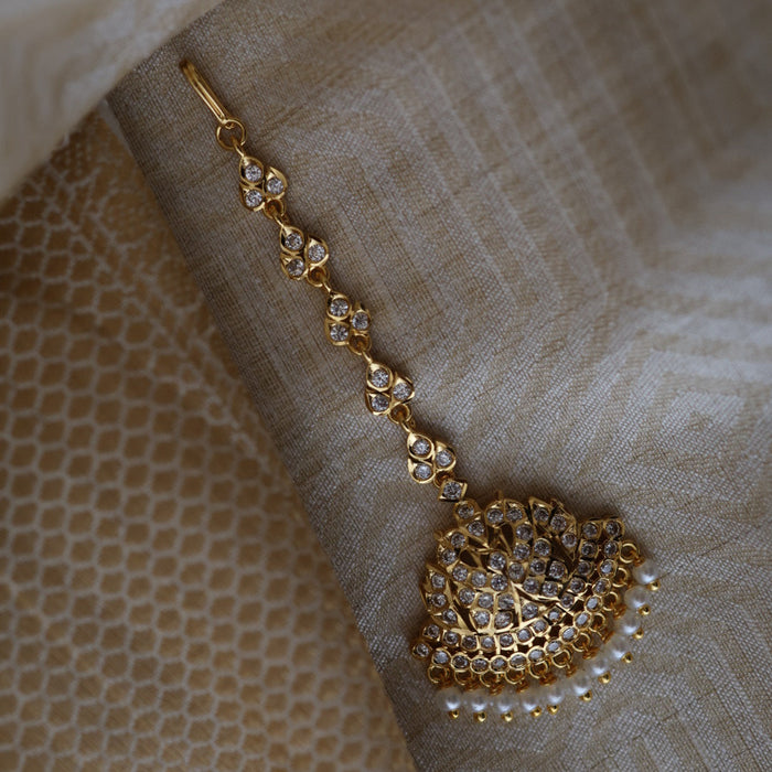 Heritage gold plated white stone tikka TH4896