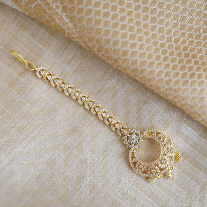Heritage gold plated white stone tikka TH682