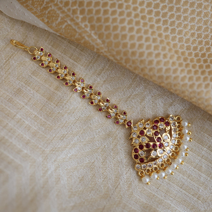 Heritage gold plated ruby white tikka TH423