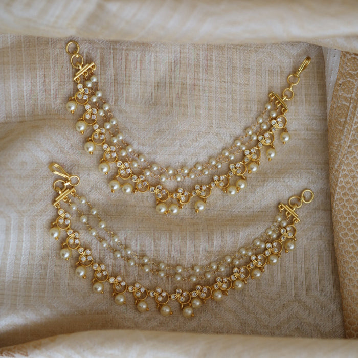 Heritage gold plated white stone mattal ear accessoris HM44