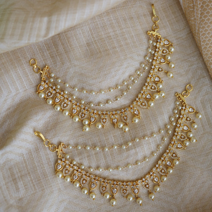 Heritage gold plated white stone mattal ear accessoris HM222