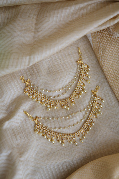 Heritage gold plated white stone mattal ear accessoris HM222