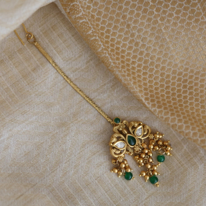 Antique gold ruby pearl tikka TA859