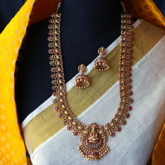 Antique long temple necklace with earrings LL040123