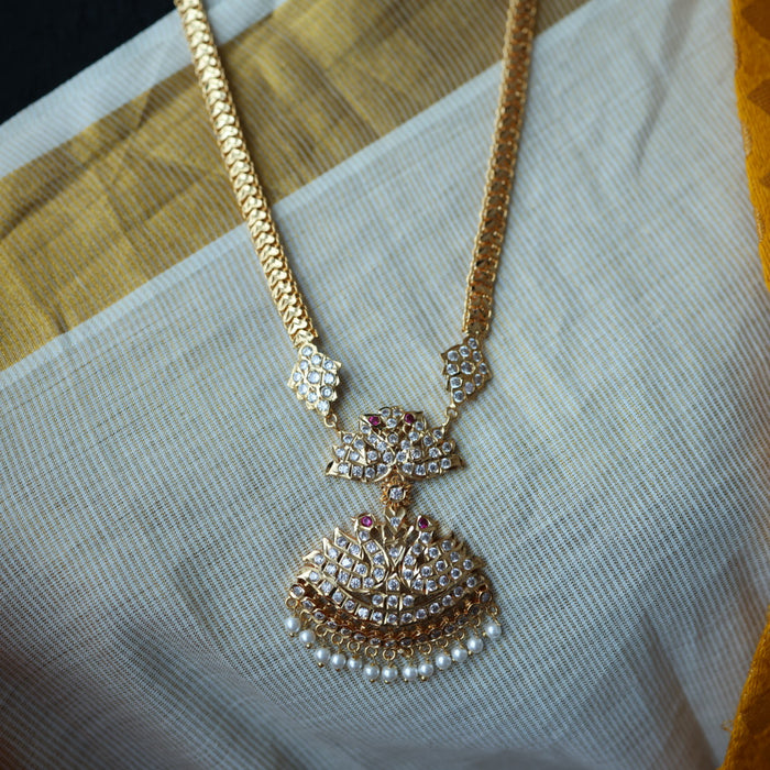 Heritage gold plated mango long necklace with earrings HL581