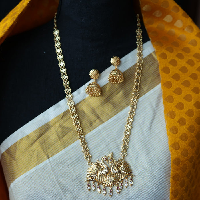 Heritage gold plated long necklace with earrings HL588