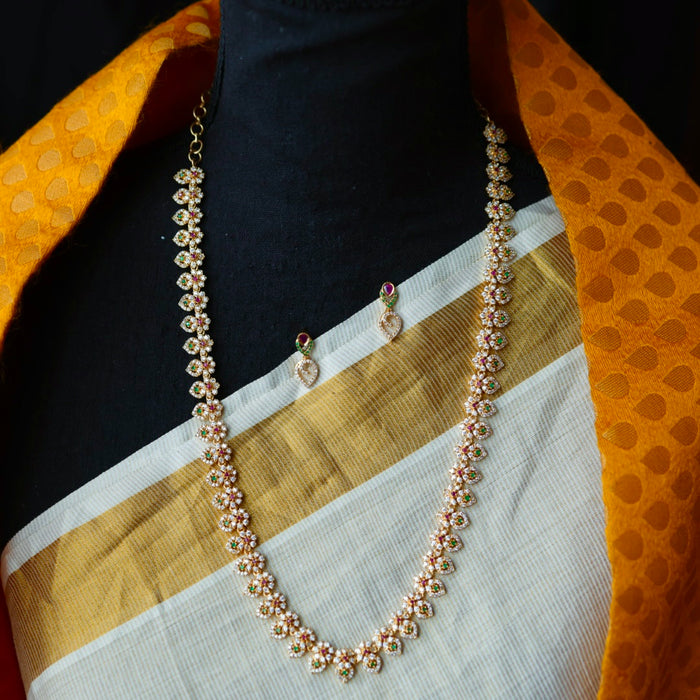 Heritage gold plated long necklace with earrings HL5711