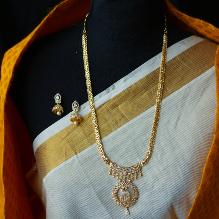 Heritage gold plated long necklace with earrings HL572