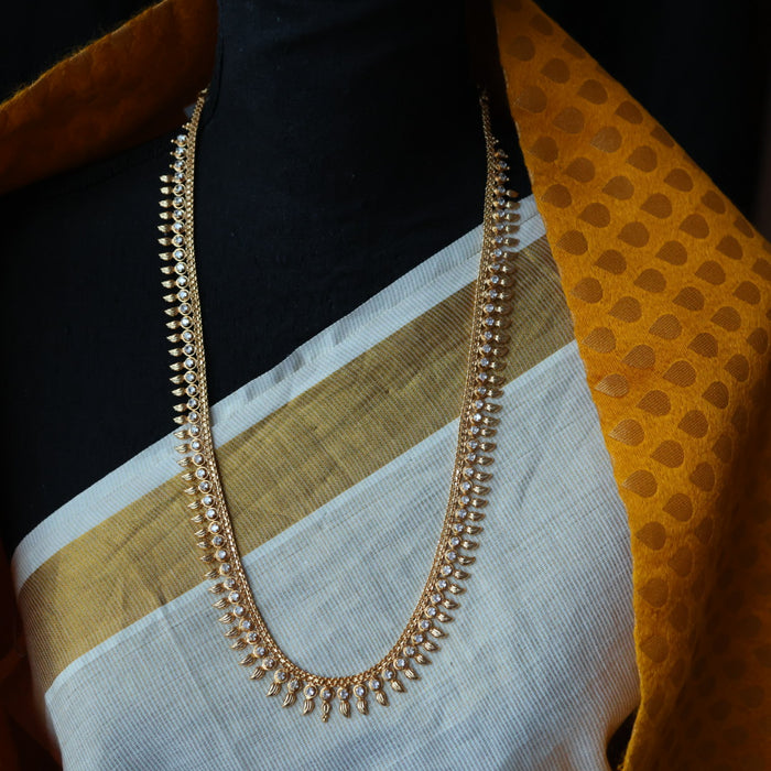 Heritage gold plated white stone long necklace with HL562
