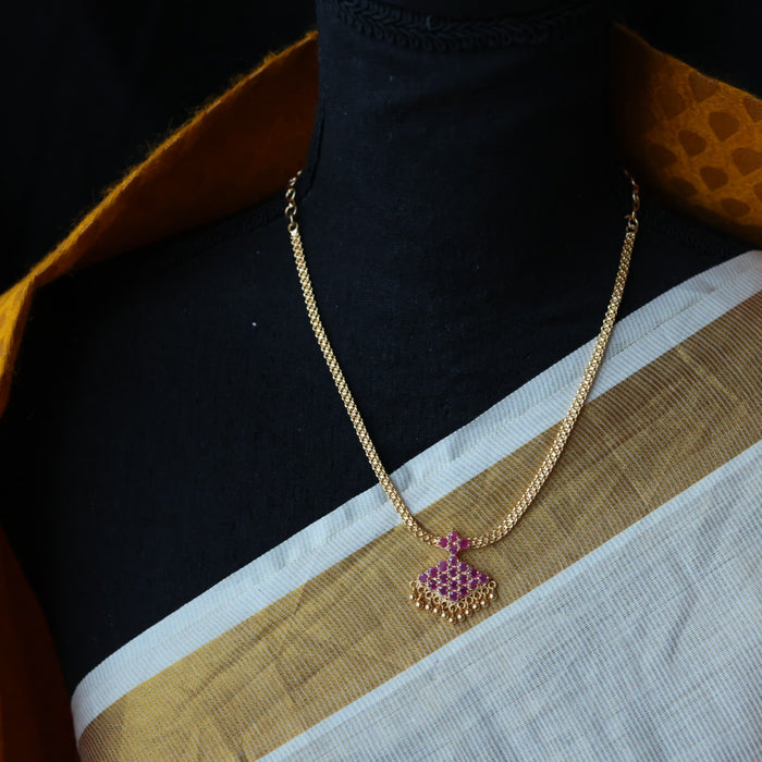 Heritage gold plated ruby stone short necklace H643
