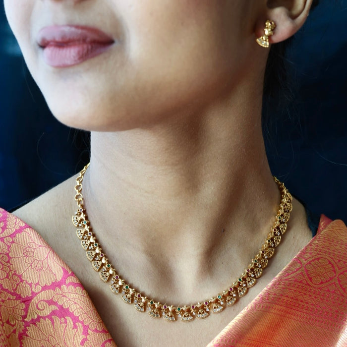 Antique short necklace with earrings TTS411
