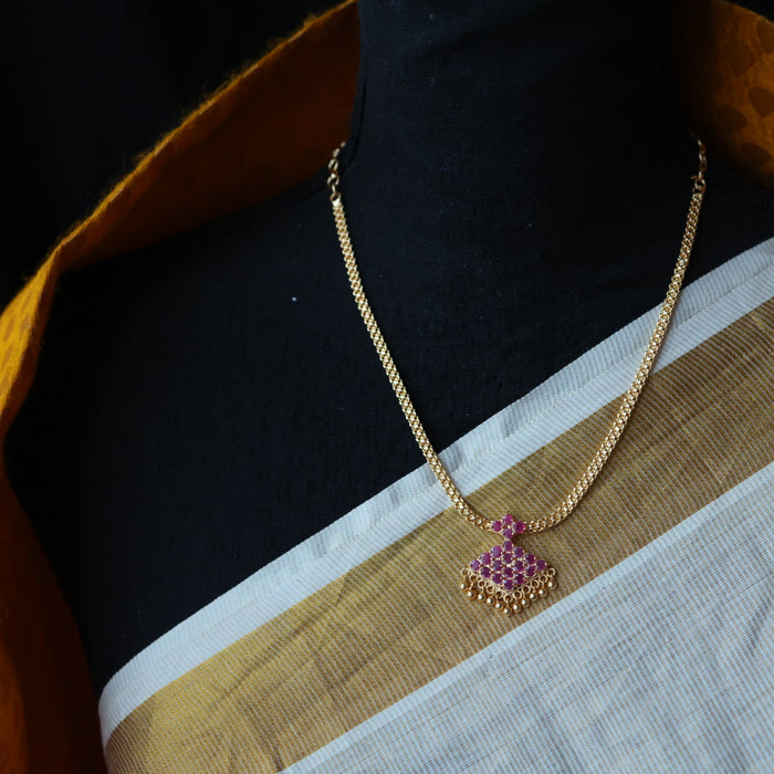 Heritage gold plated ruby stone short necklace H643