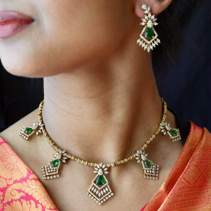Antique designer short necklace with earrings SS11081
