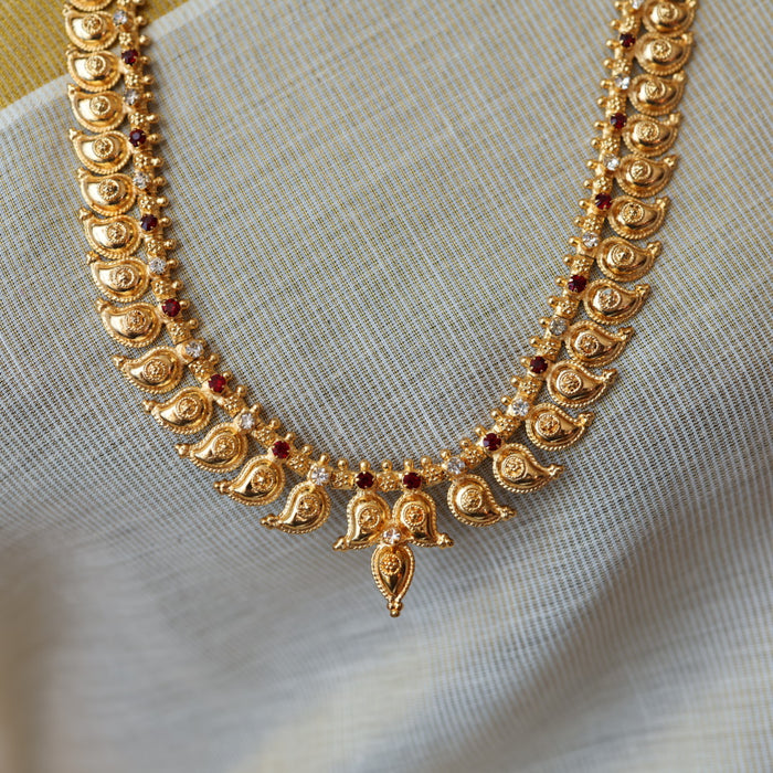 Heritage gold plated mango long necklace HL456