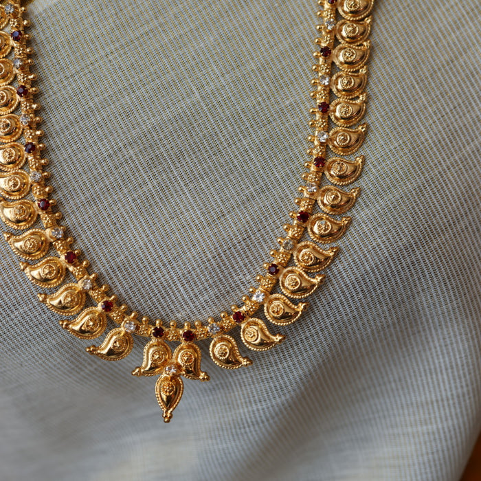 Heritage gold plated mango long necklace HL456