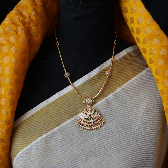 Heritage gold plated multi stone short necklace H477