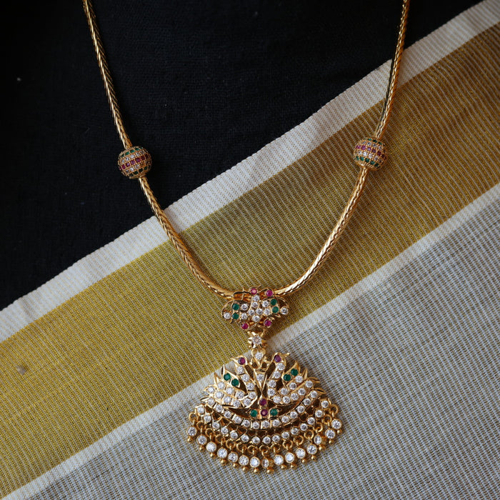 Heritage gold plated multi stone short necklace H477
