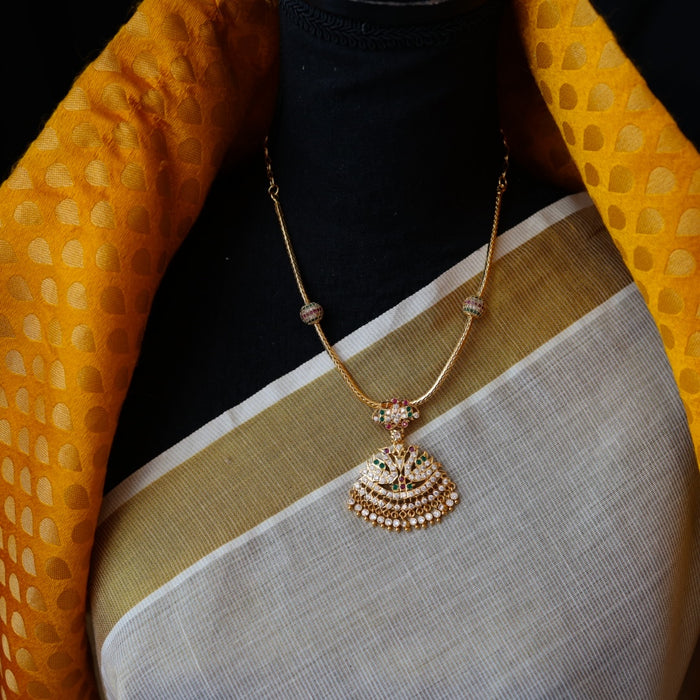 Heritage gold plated multi stone short necklace H477