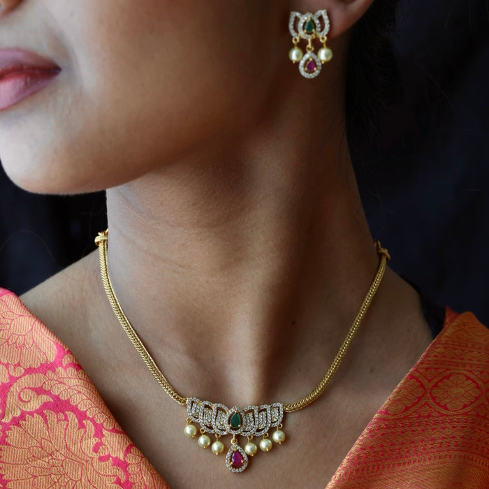 Antique simple short necklace with earrings TTS45329