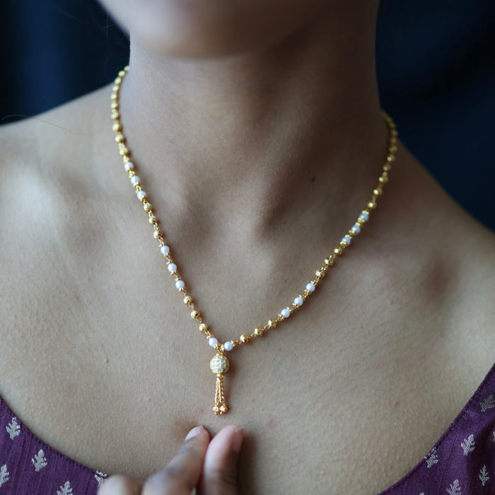 Antique gold pearl short chain HC4001