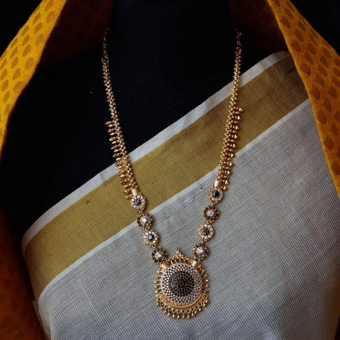 Heritage gold plated black stone long necklace HL4561