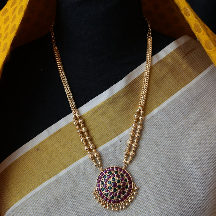 Heritage gold plated padakam long necklace HP456