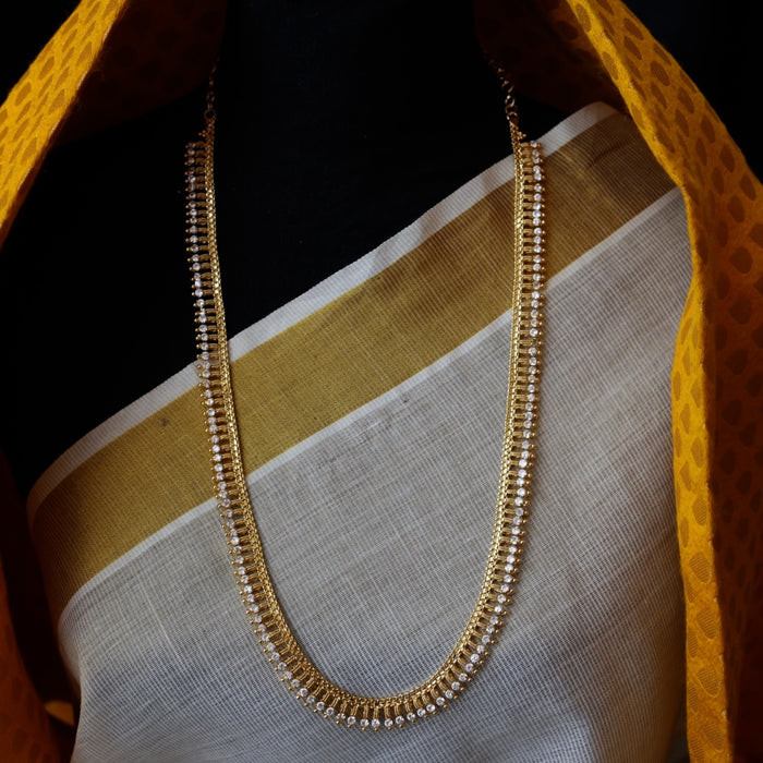 Heritage gold plated white stone long necklace HL332
