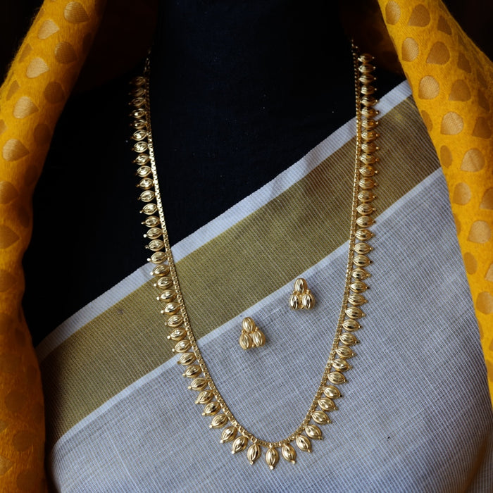 Heritage gold plated simple long necklace with earrings HL989