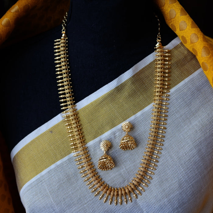 Heritage gold plated long necklace with earrings HL435