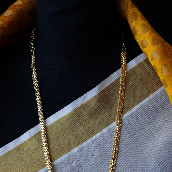 Heritage gold plated simple long necklace H567