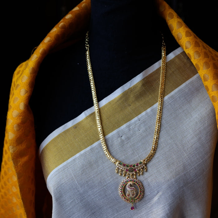 Heritage gold plated simple long necklace H567
