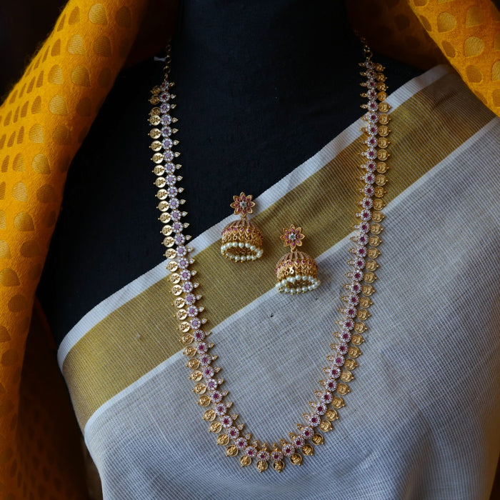 Heritage gold plated coin long necklace with earrings HL351