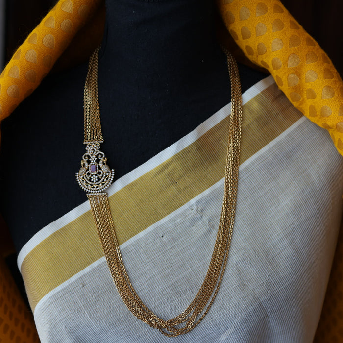 Heritage white stone long layer chain H378